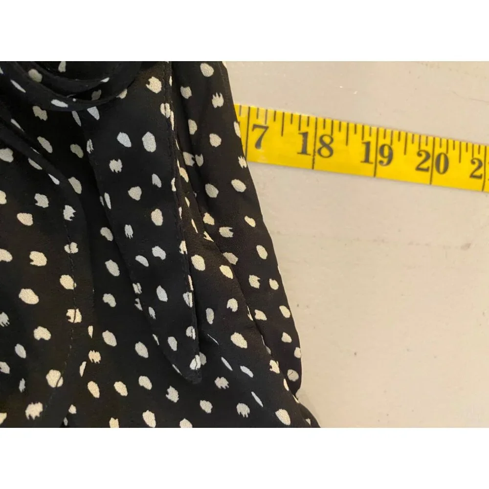 Abercrombie & Fitch Dress Black & White Polka Dot Long Sleeves Side Waist Tie XS - Picture 9 of 11